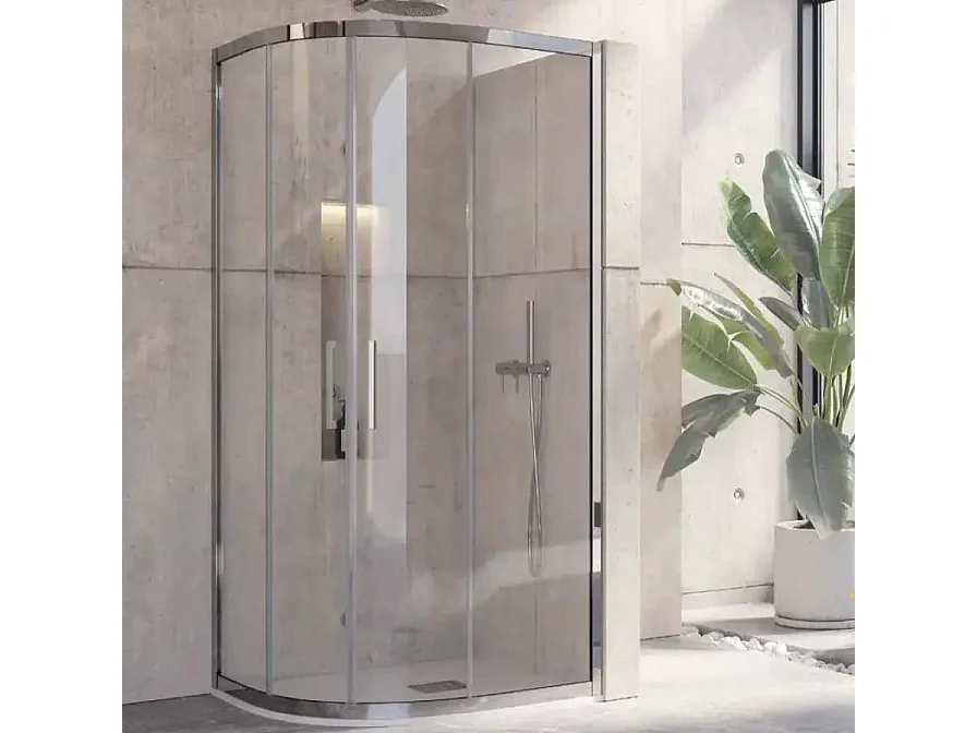 Box Doccia 80x80 Semicircolare Acciaio Inox Trasparente 8mm H190