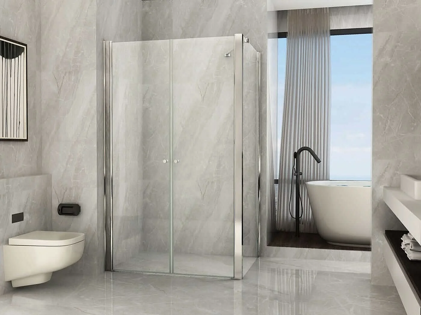 Box Doccia 8mm Porta Saloon Apertura Interna Esterna A Due Ante - Nova 2.0 - 90x90