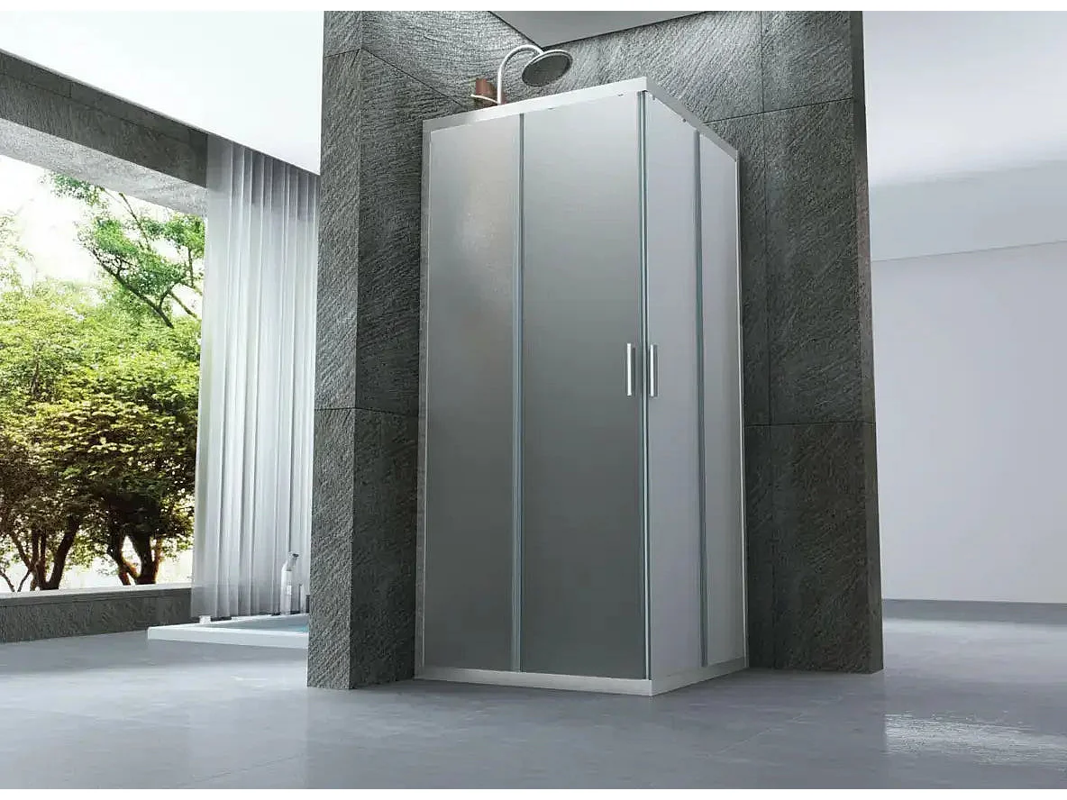 Box Doccia H190 Cristallo Opaco Anticalcare 6mm Doppia Anta Scorrevole - 80x90