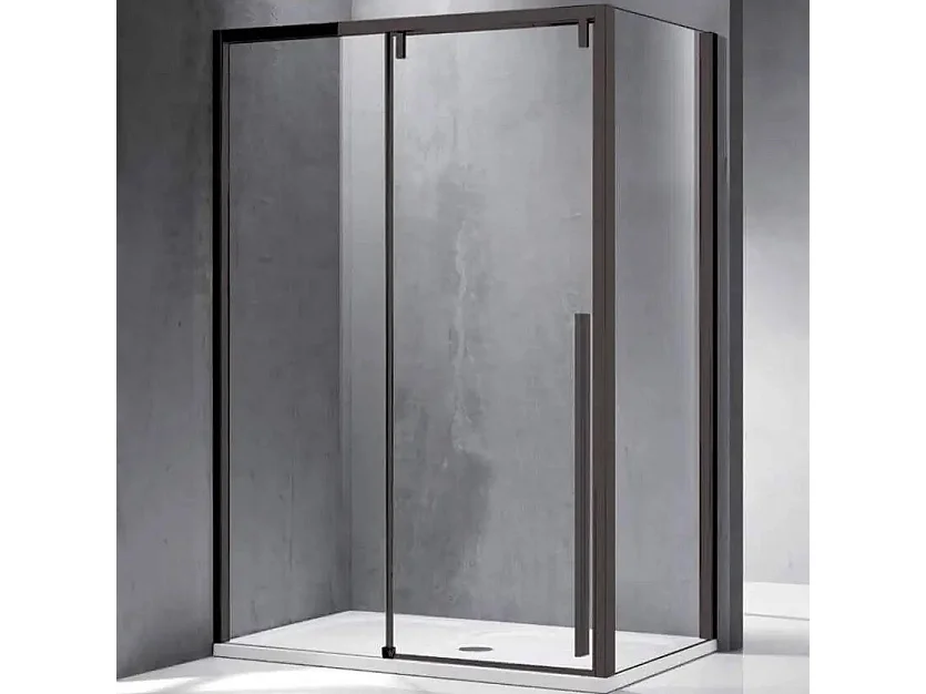 Box Doccia Profili Neri Soft-Close Scorrevole 8mm Anticalcare H200 - 69x149