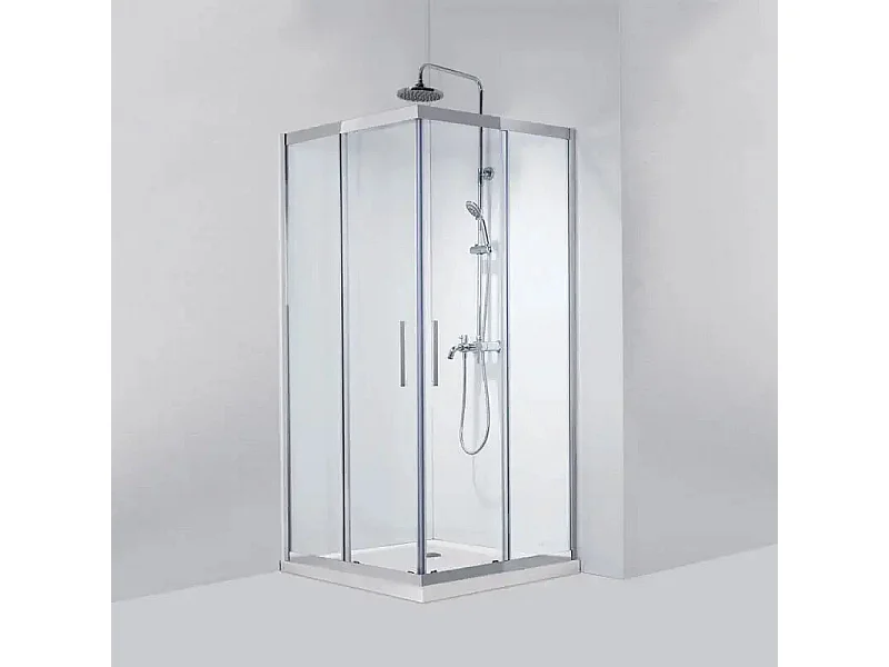 Box Doccia Doppia Scorrevole 8mm Anticalcare Acciaio Inox H190 - 70x90
