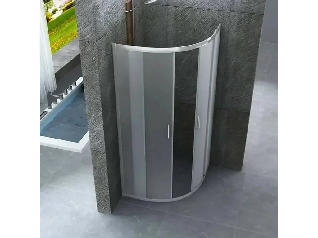 Box Doccia Semicircolare Opaco 6mm Doppia Scorrevole H190cm - 70x90 raggio 38cm