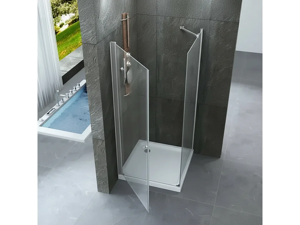 Box Doccia 8mm Anta Battente Totale e Lato Fisso - Venus - 90x60 - Ingresso Lato Corto