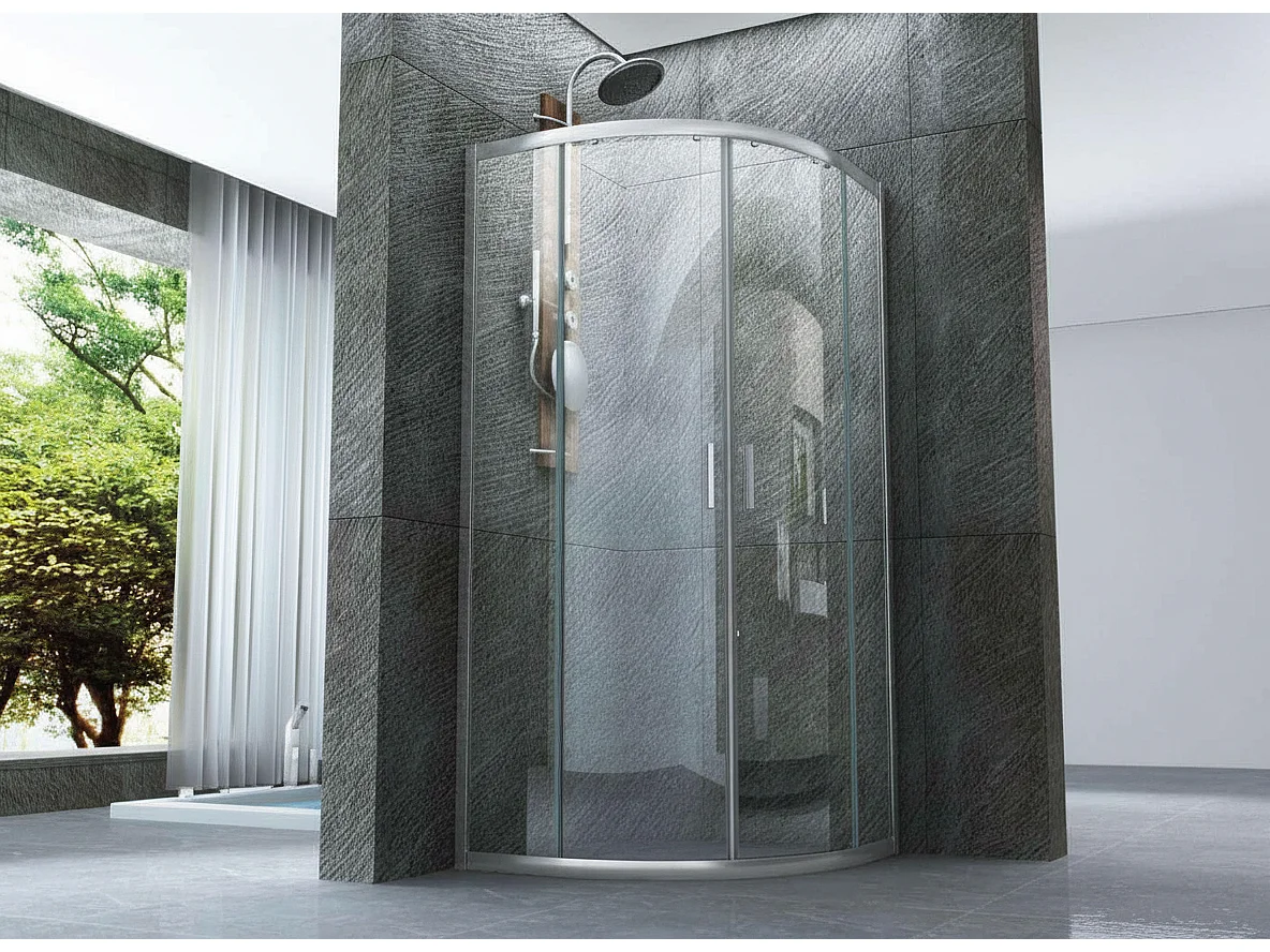 Box Doccia Semicircolare Trasparente 6mm Doppia Scorrevole H190cm - 90x90 raggio 55cm