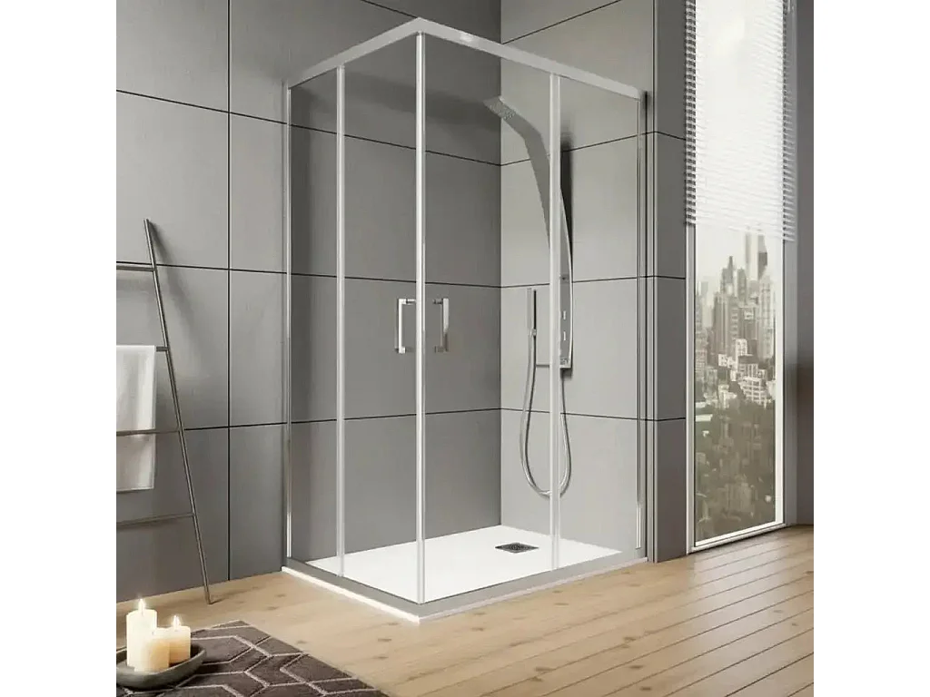 Box Doccia H190 Cristallo Trasparente Anticalcare 6mm Doppia Porta Scorrevole - 90x120