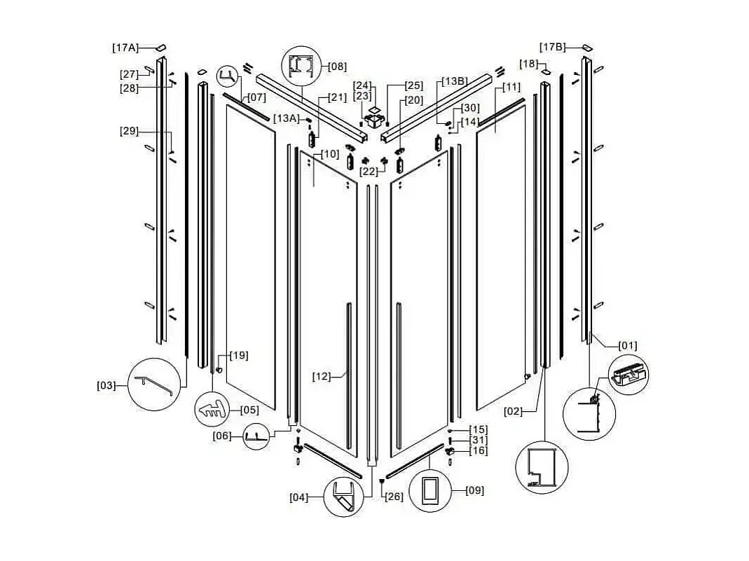 Box Doccia Soft-Close H200 Doppia Scorrevole 8mm Trasparente Anticalcare - 79.5x79.5