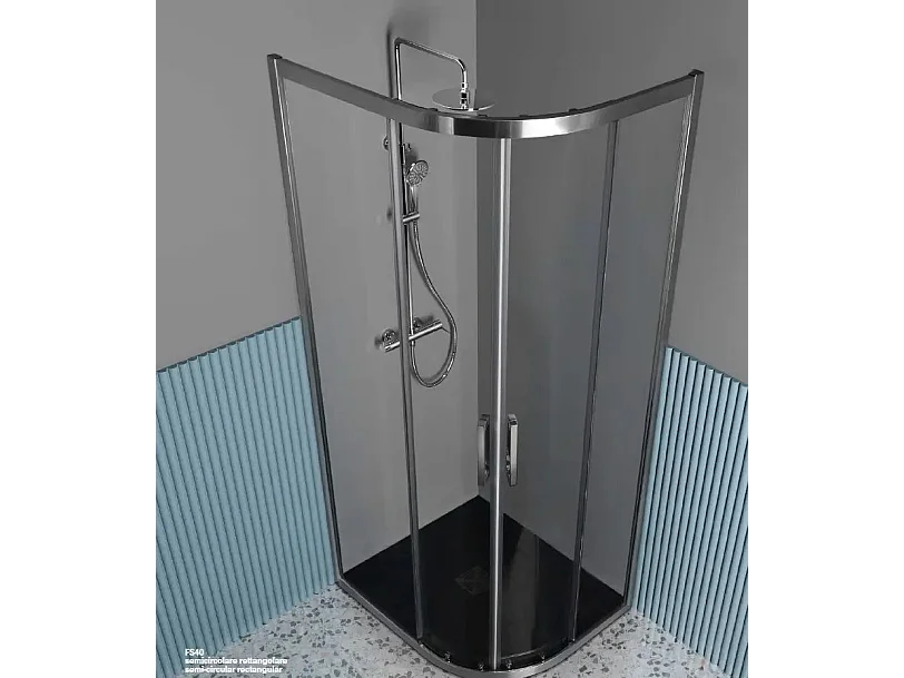 Box Doccia Semicircolare 6mm Scorrevole Anticalcare H200 FS40 - 100x100 - Raggio 55cm