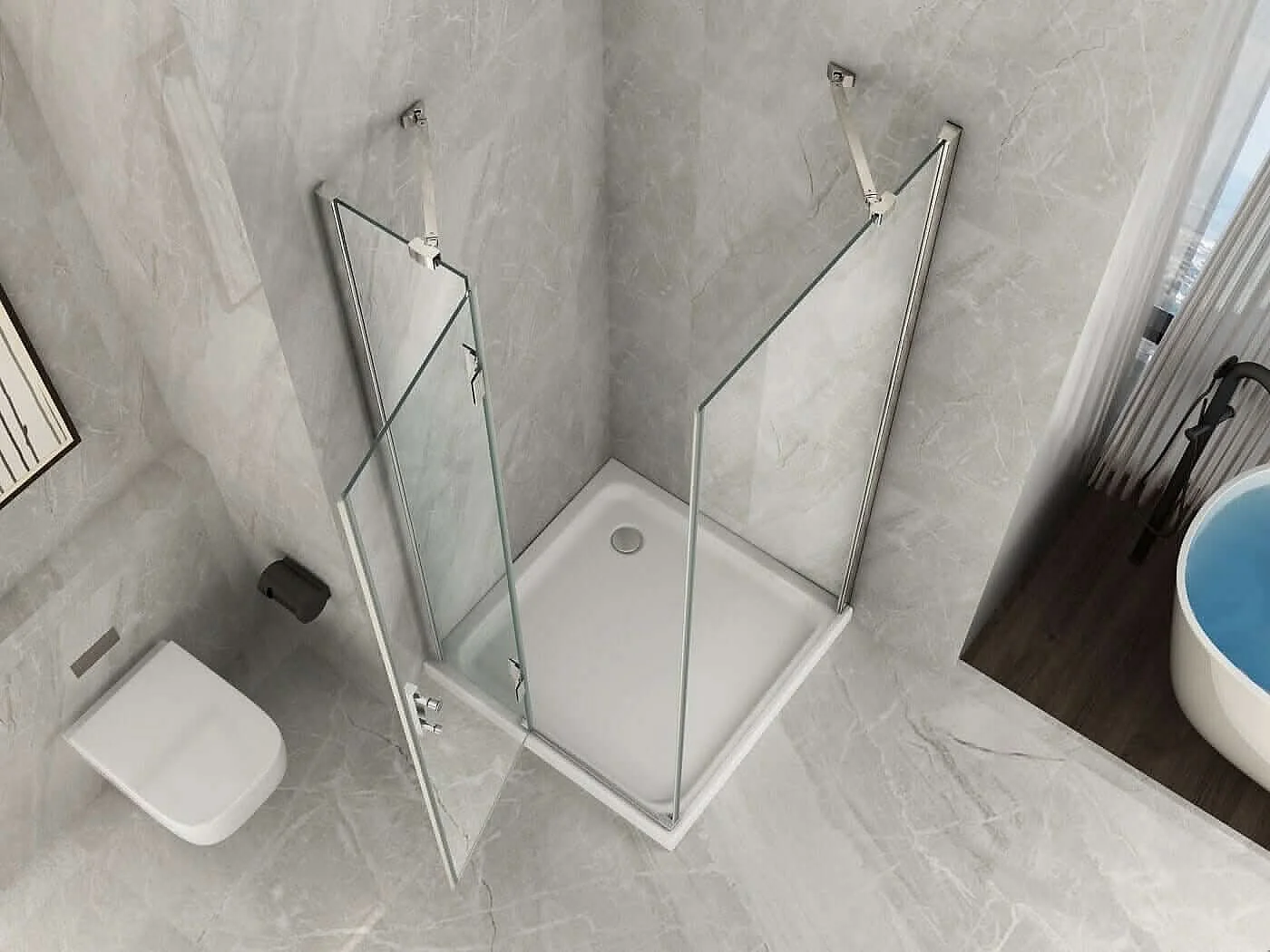 Box Doccia Anta Battente Cristallo 8mm Trasparente H195 - Aries 2.0 - 80x80