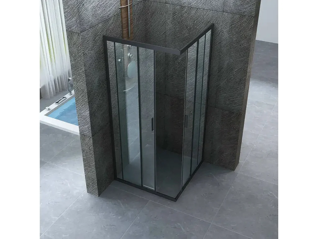 Box Doccia 6mm Anticalcare Doppio Scorrevole H190 Profili Neri - 80x90