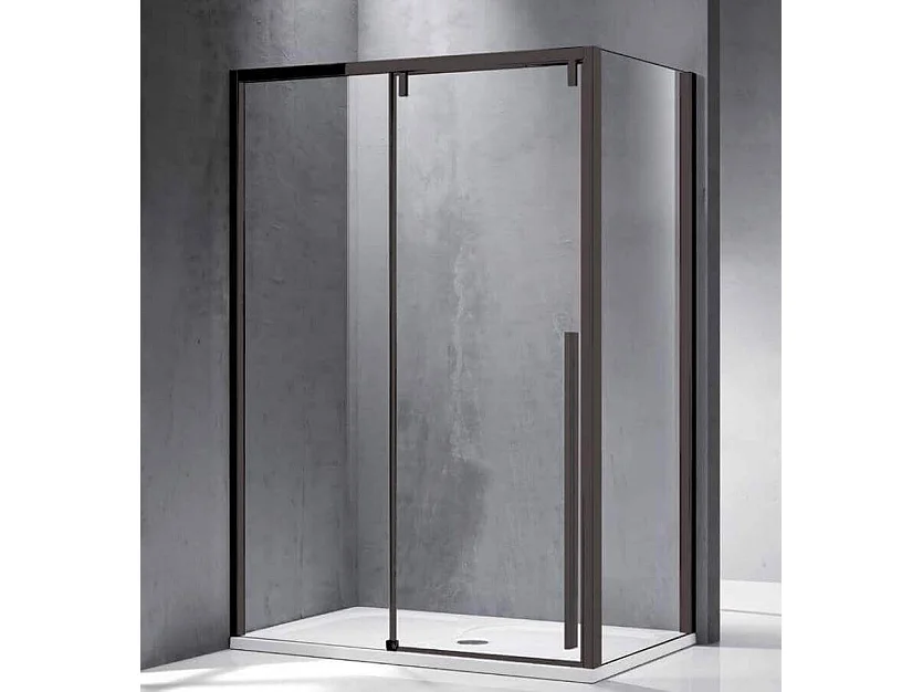 Box Doccia Profili Neri Soft-Close Scorrevole 8mm Anticalcare H200 - 79x129