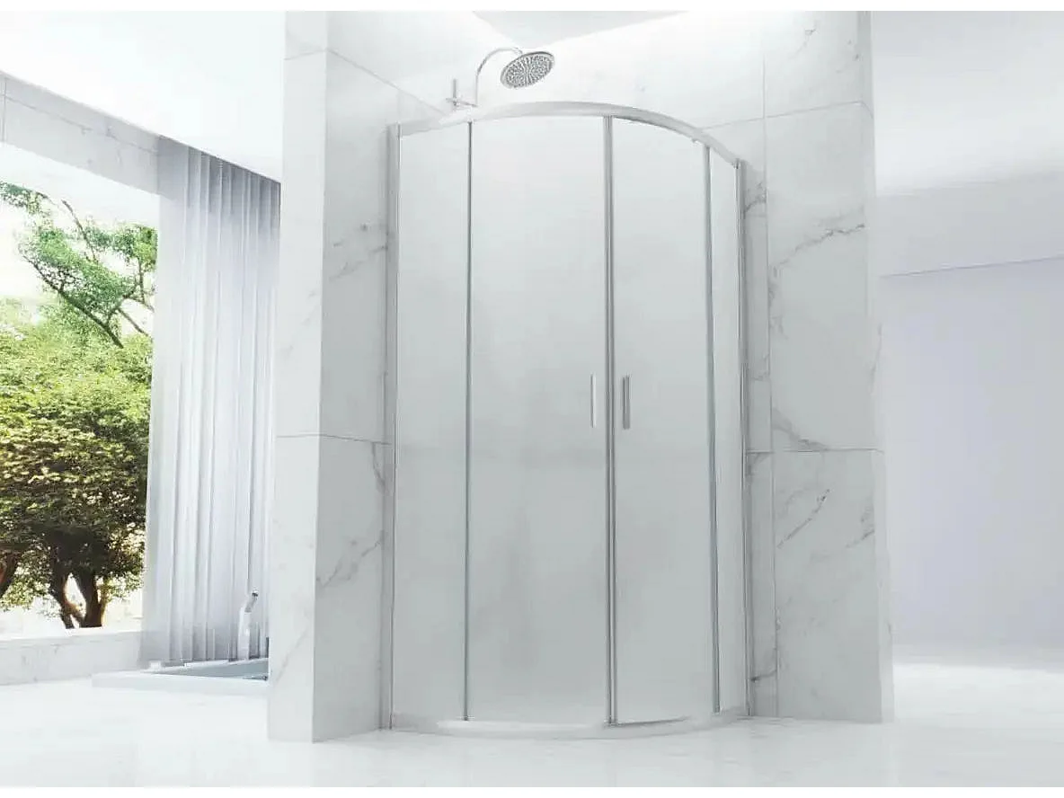 Box Doccia Semicircolare Opaco 6mm Doppia Scorrevole H190cm - 75x75 raggio 38cm