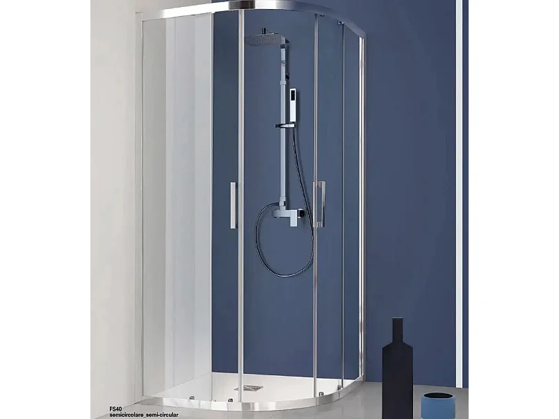 Box Doccia Semicircolare 6mm Scorrevole Anticalcare H200 FS40 - 72x90 - Raggio 38cm