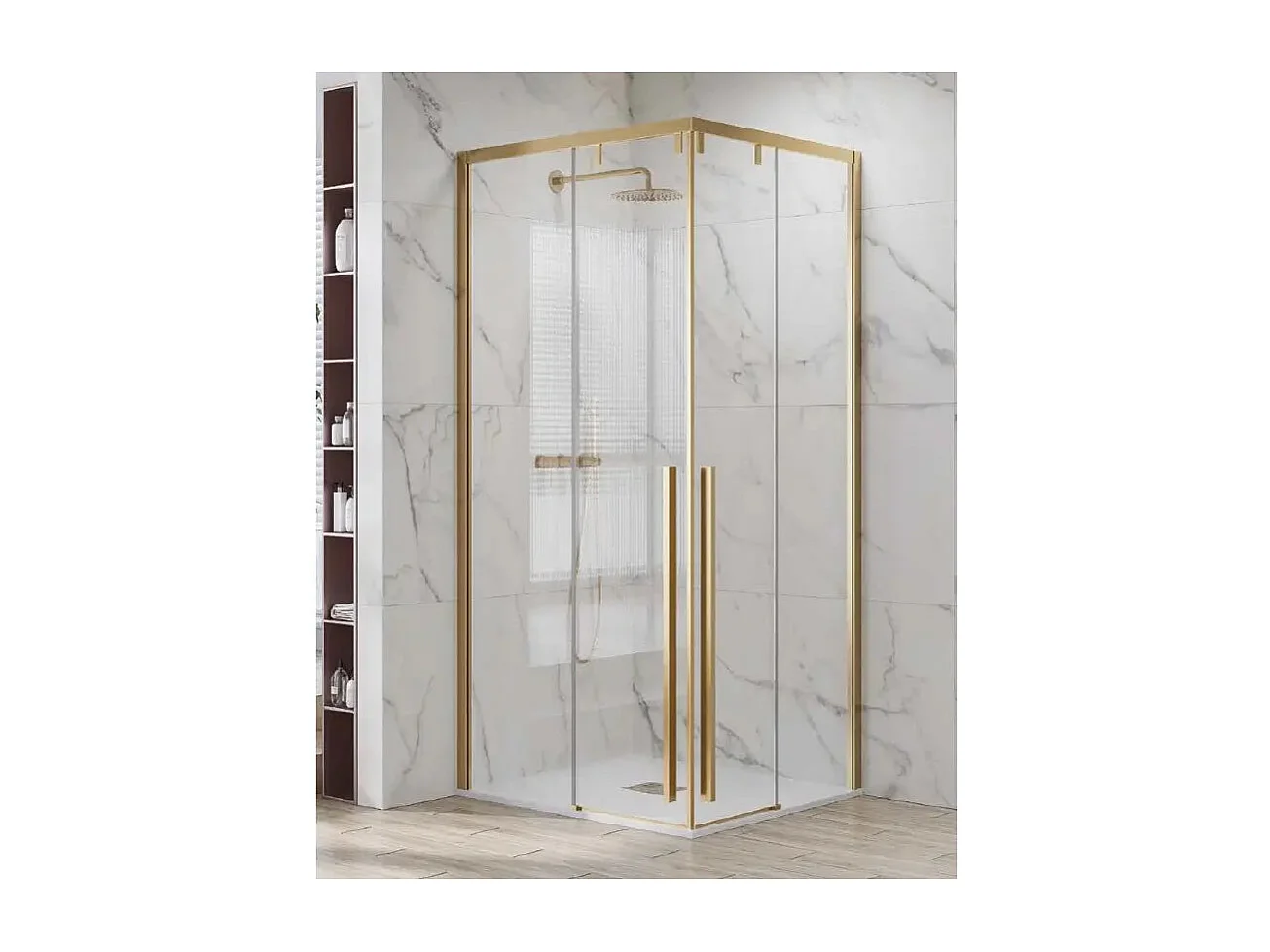 Box Doccia Soft-Close H200 8mm Anticalcare Profili Oro Spazzolato - 69.5x119.5