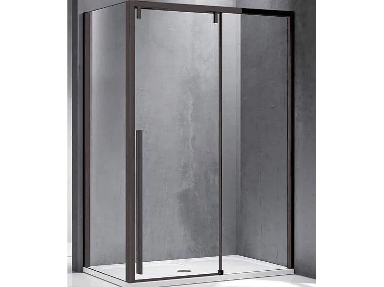 Box Doccia Profili Neri Soft-Close Scorrevole 8mm Anticalcare H200 - 89x119