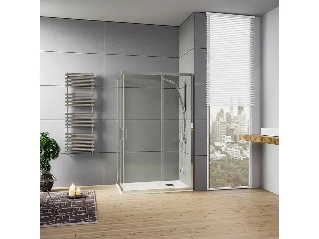 Box Doccia H190 Cristallo Trasparente Anticalcare 6mm Doppia Porta Scorrevole - 90x90