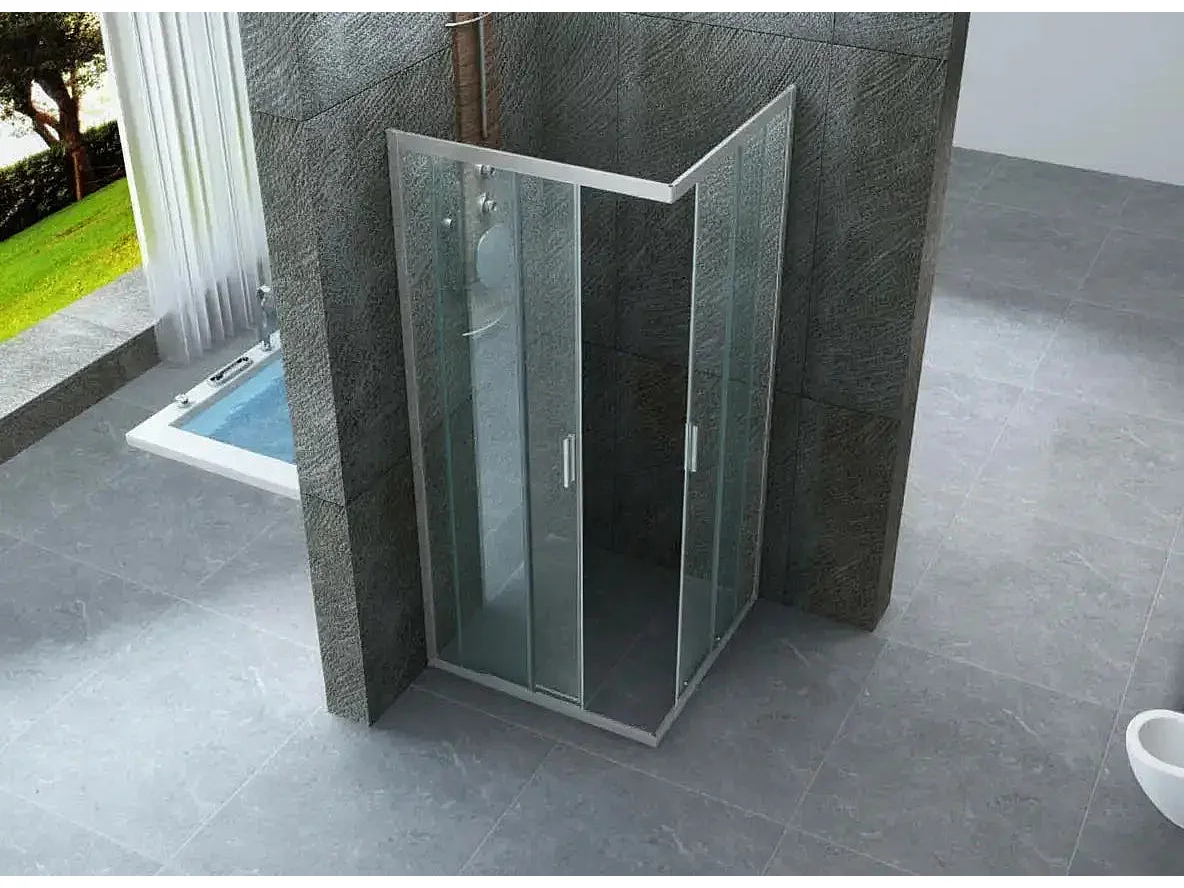 Box Doccia H190 Cristallo Trasparente Anticalcare 6mm Doppia Porta Scorrevole - 90x90