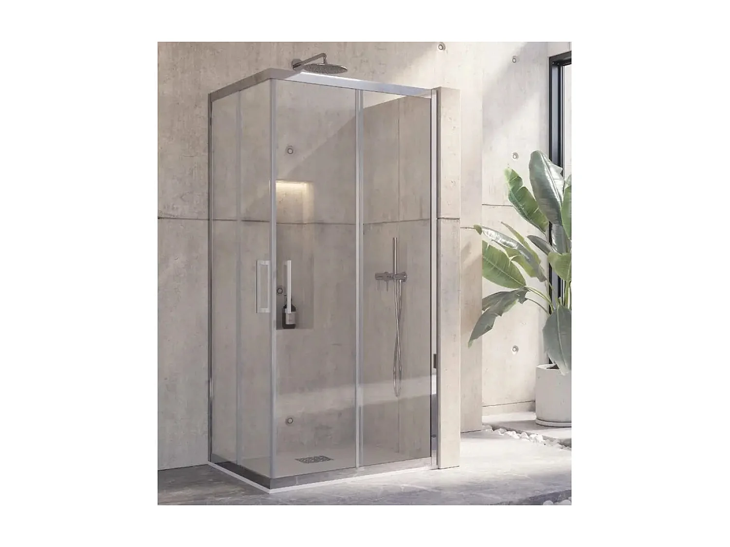 Box Doccia Doppia Scorrevole 8mm Anticalcare Acciaio Inox H190 - 120x120