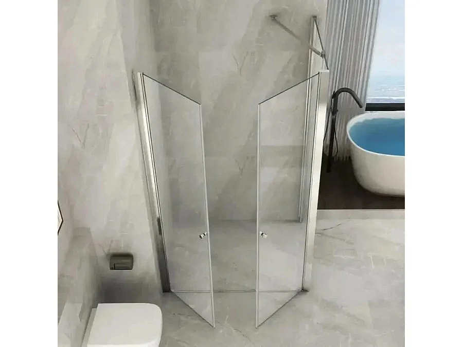 Box Doccia 8mm Porta Saloon Apertura Interna Esterna A Due Ante - Nova 2.0 - 90x110