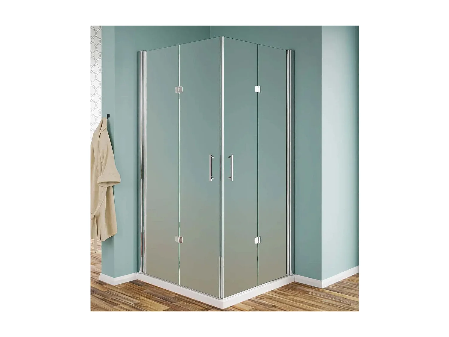 Box Doccia Opaco Due Lati Ad Anta A Libro Apertura Totale 6mm h190 - 80x80