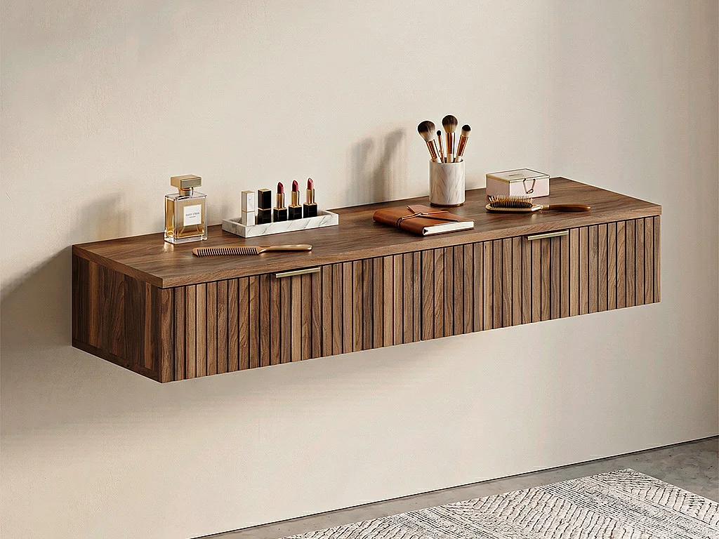 Bureau console suspendu avec 2 tiroirs – Coloris : Naturel - FRALYN