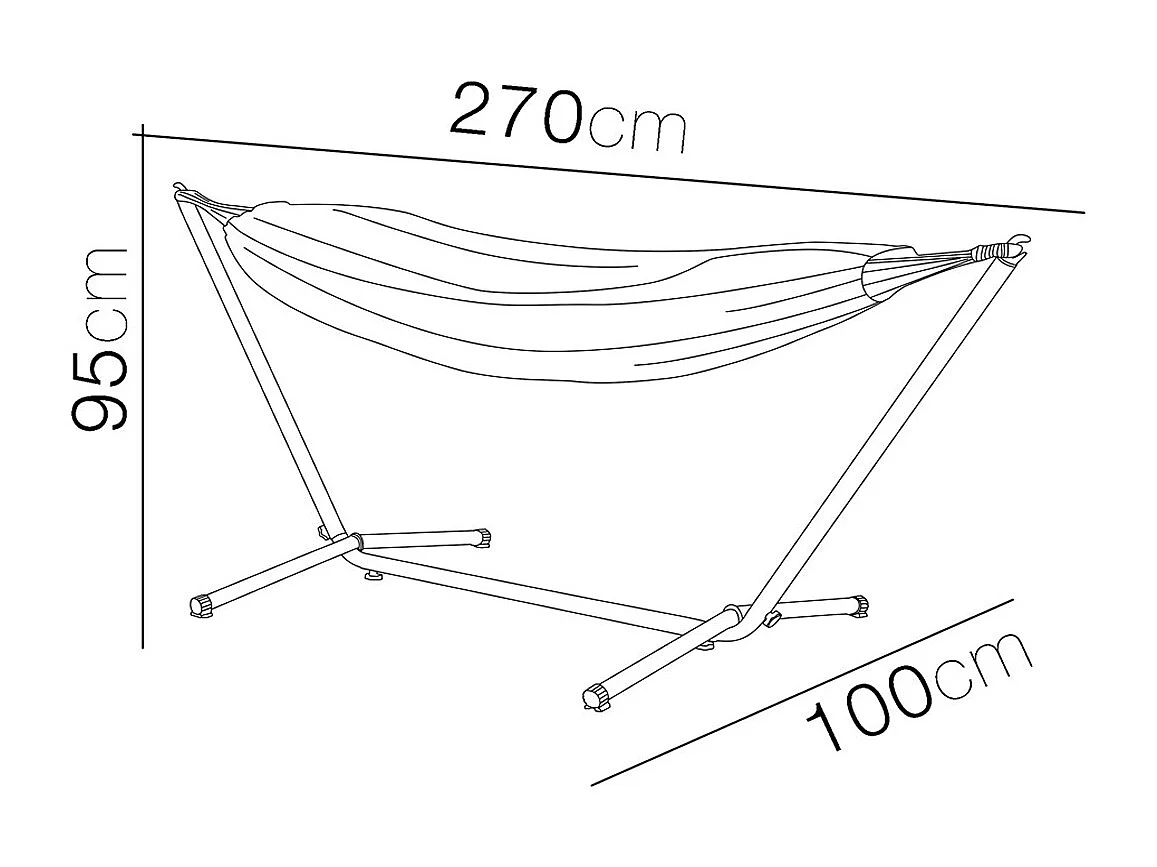 Hamac de Jardin Portable avec Support Autoportant pour Camping et Voyage-Hauteur 95 x Longueur 270 x Profondeur 100cm