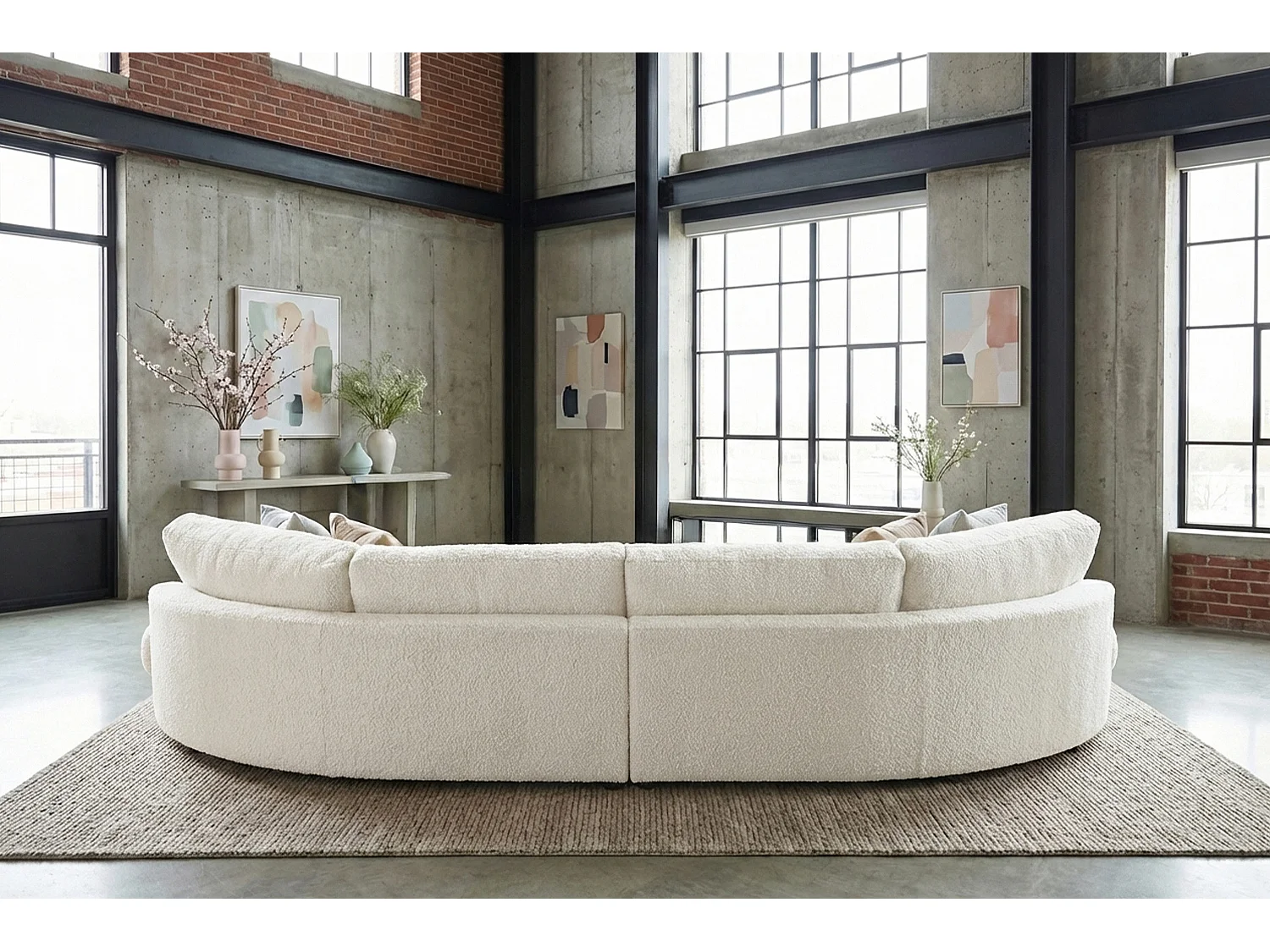 Grote bank - Wit Plat geweven stof - PADANA