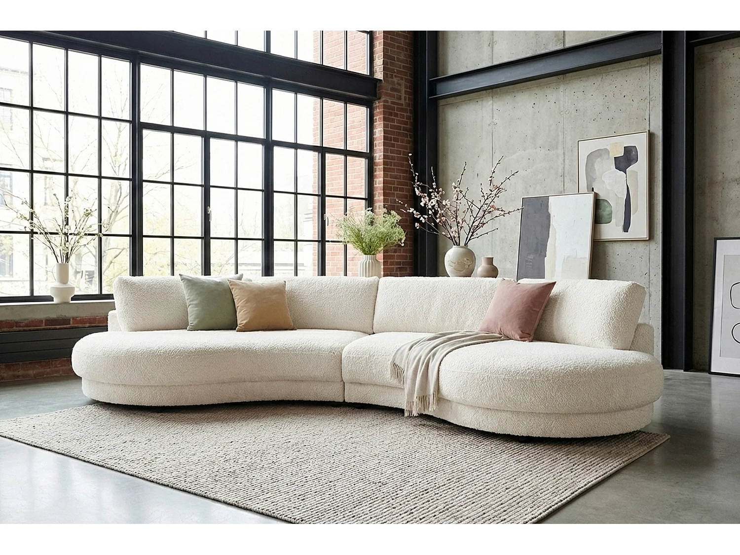 Grote bank - Wit Plat geweven stof - PADANA