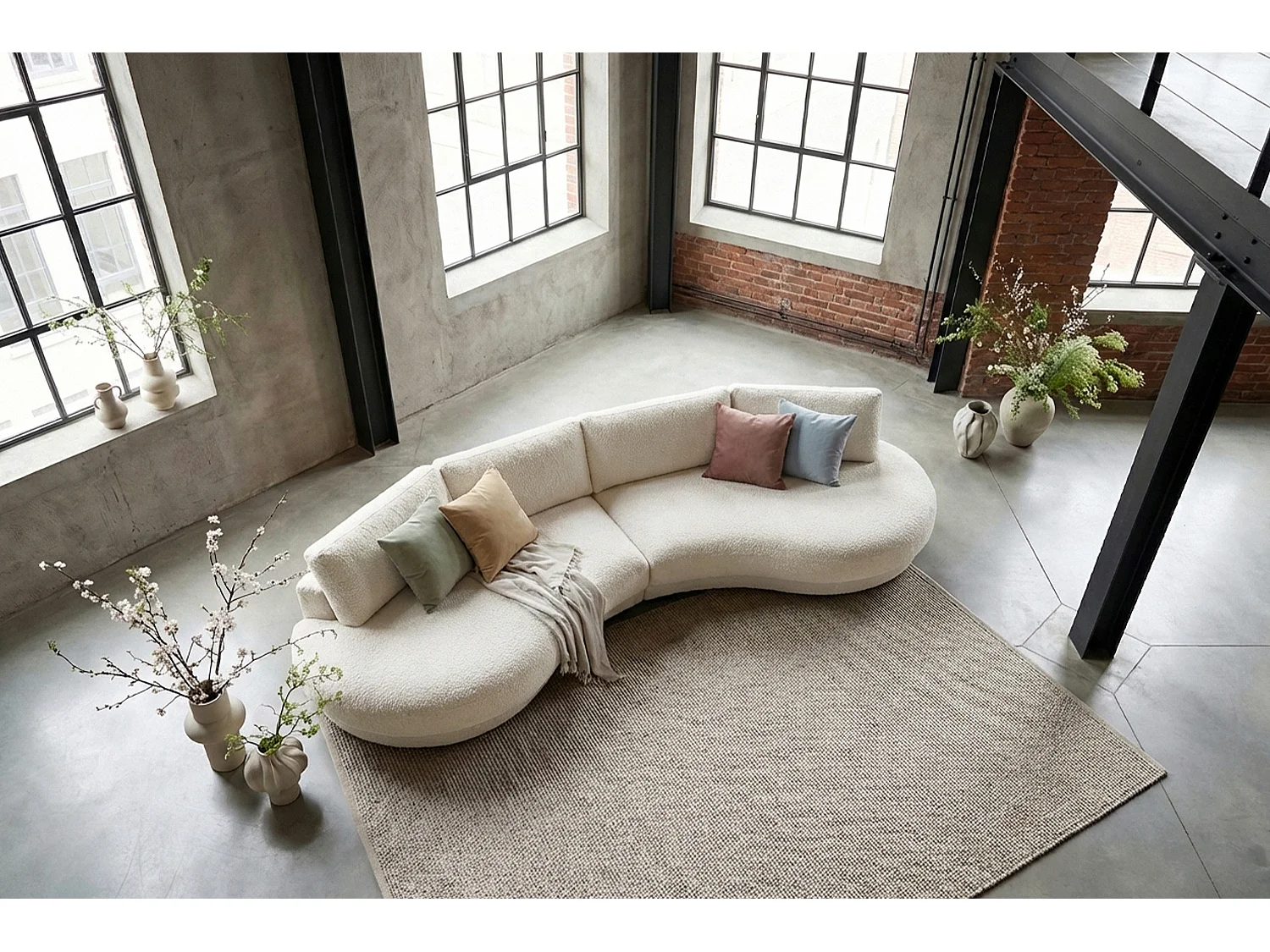 Grote bank - Wit Plat geweven stof - PADANA