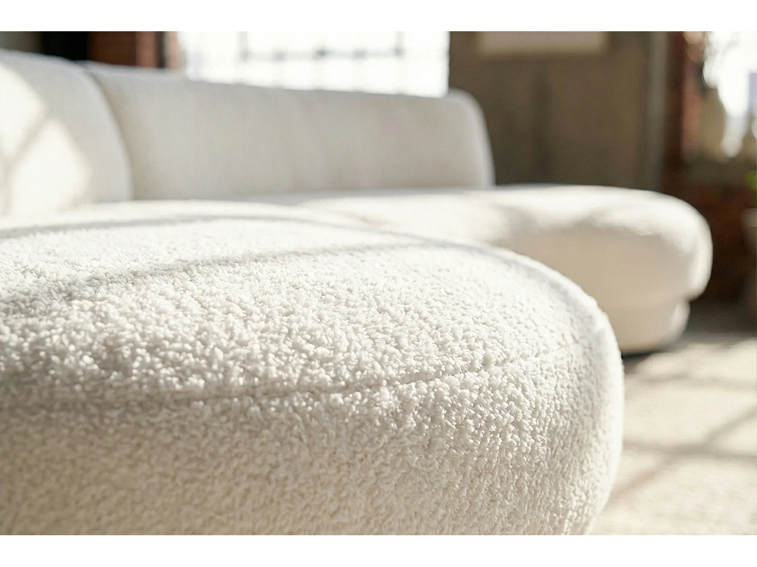 Grote bank - Wit Plat geweven stof - PADANA