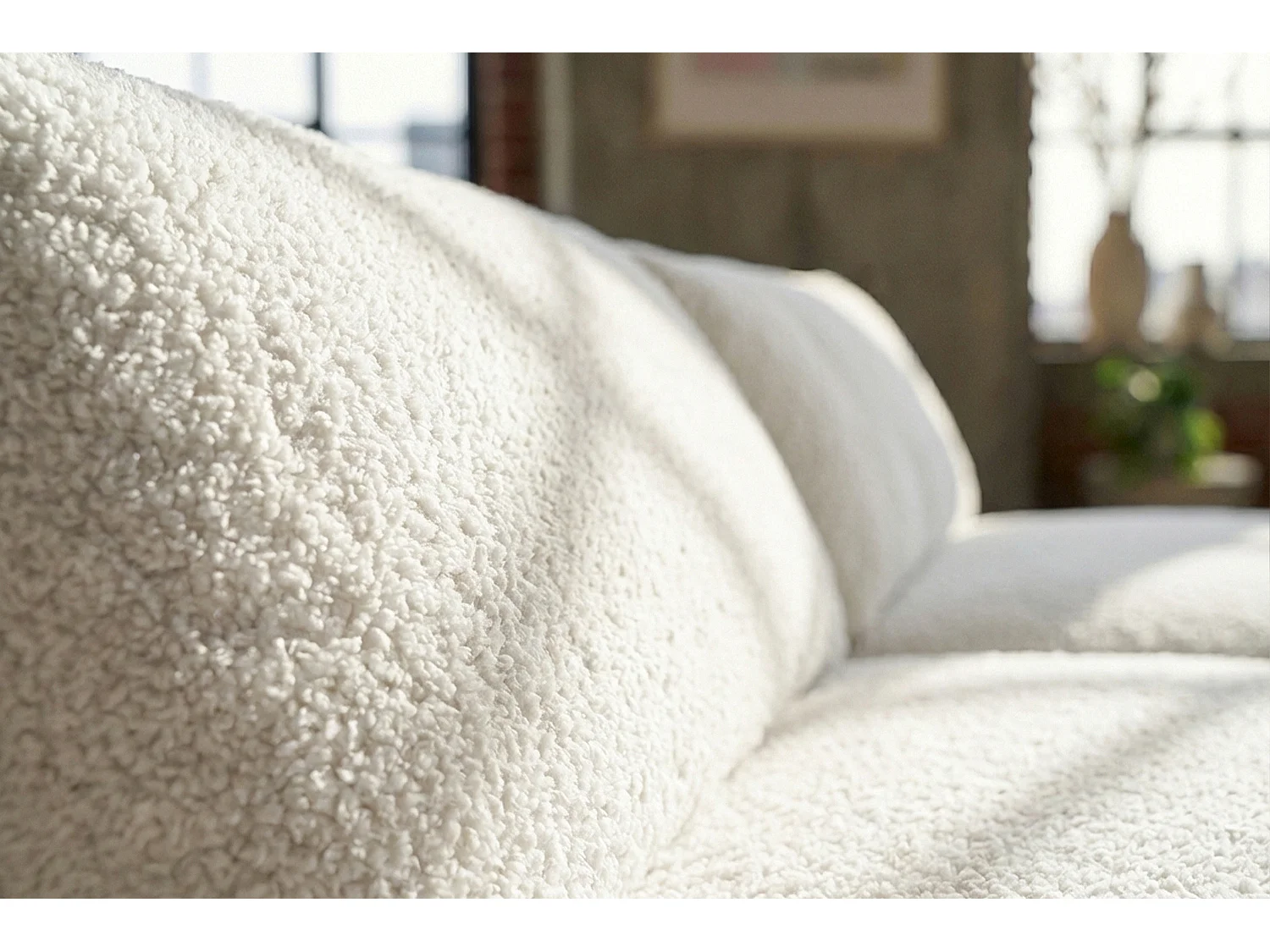 Grote bank - Wit Plat geweven stof - PADANA