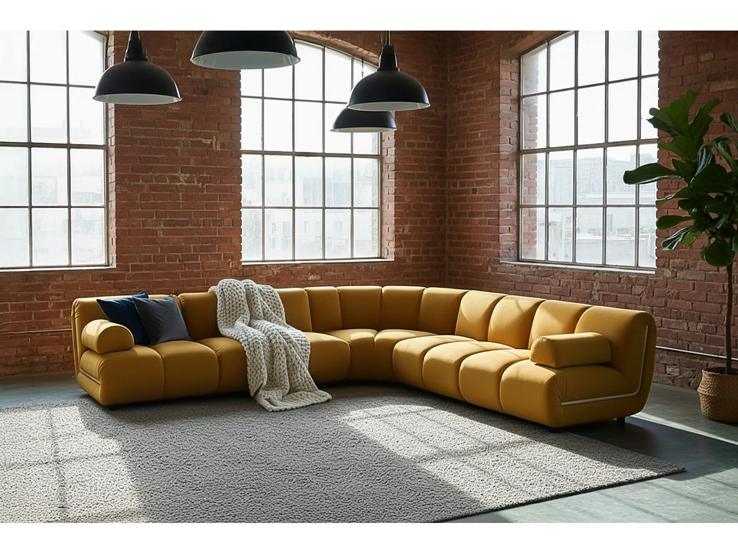 Sofá modular - amarillo terciopelo - LAYLA