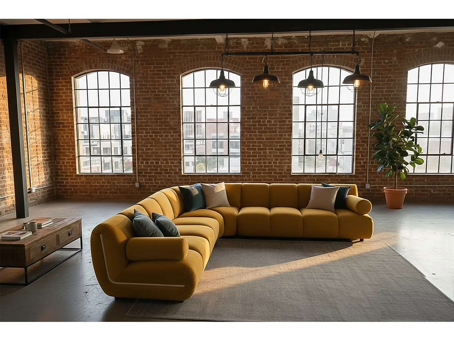Sofá modular - amarillo terciopelo - LAYLA