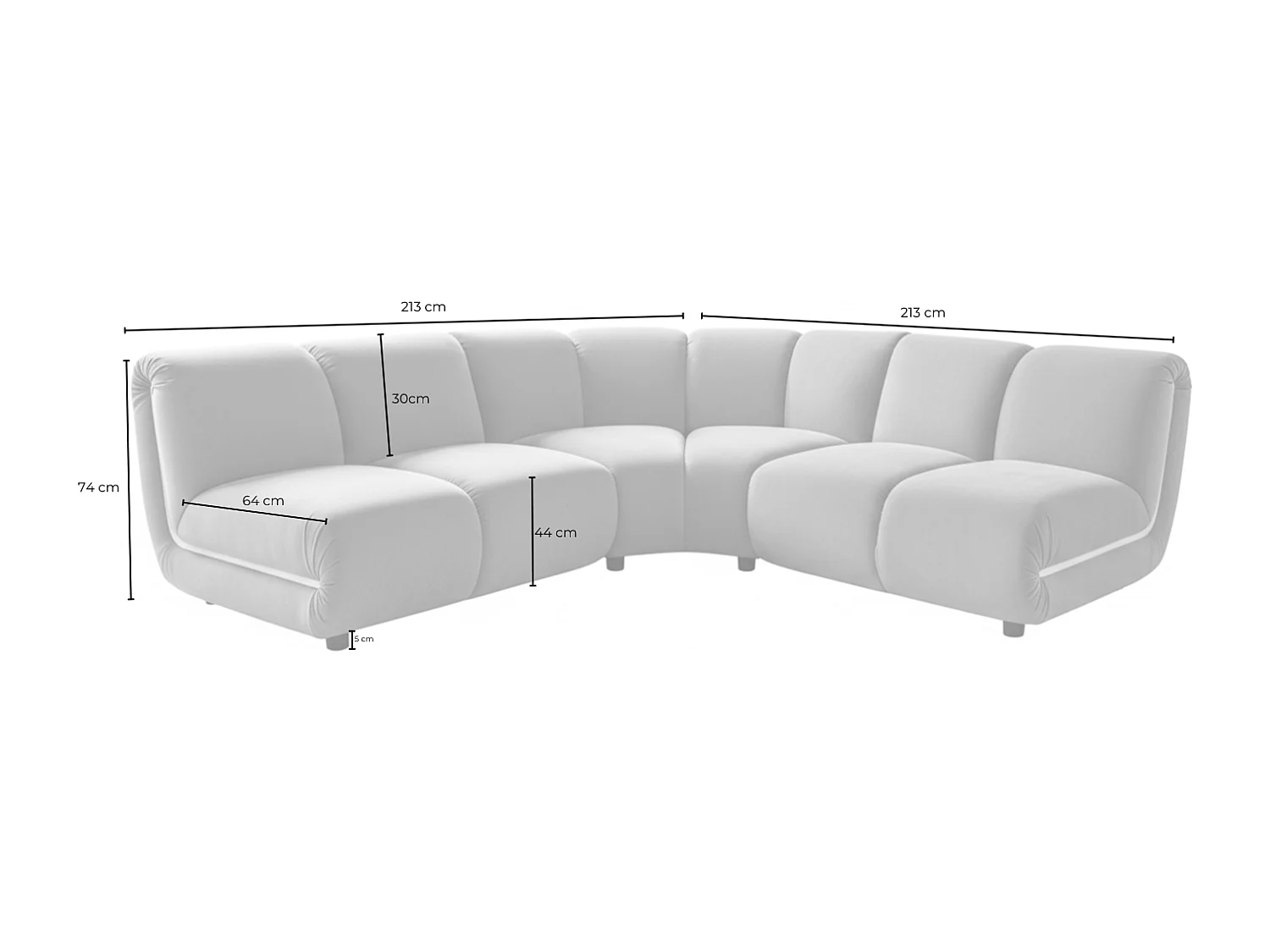 Modulares Sofa - Taupe Velvet - LAYLA