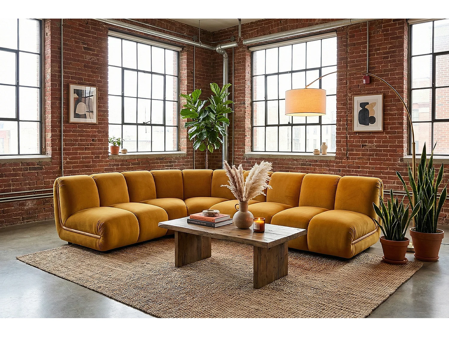 Sofá modular - amarillo terciopelo - LAYLA