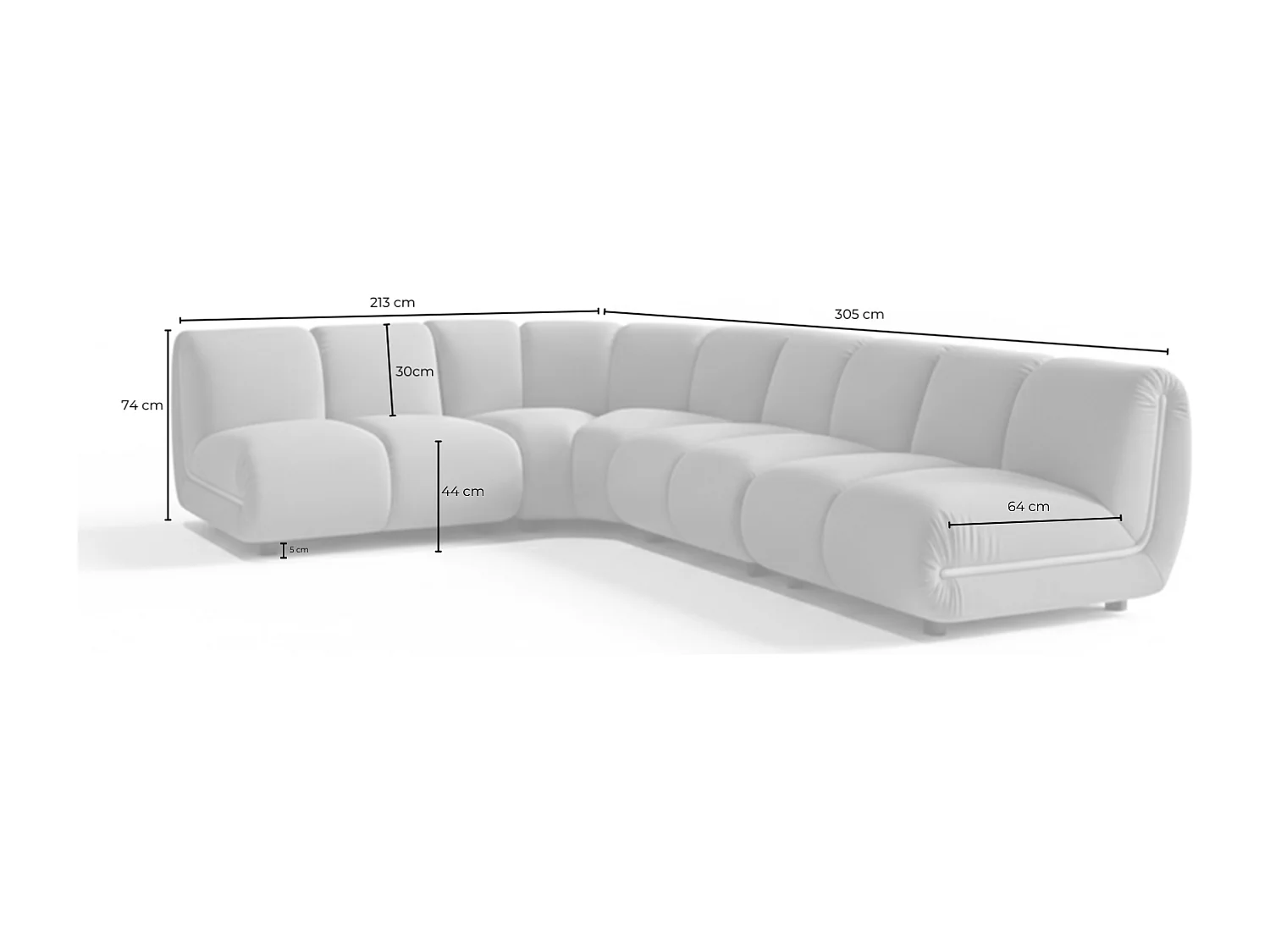 Sofá modular - amarillo terciopelo - LAYLA