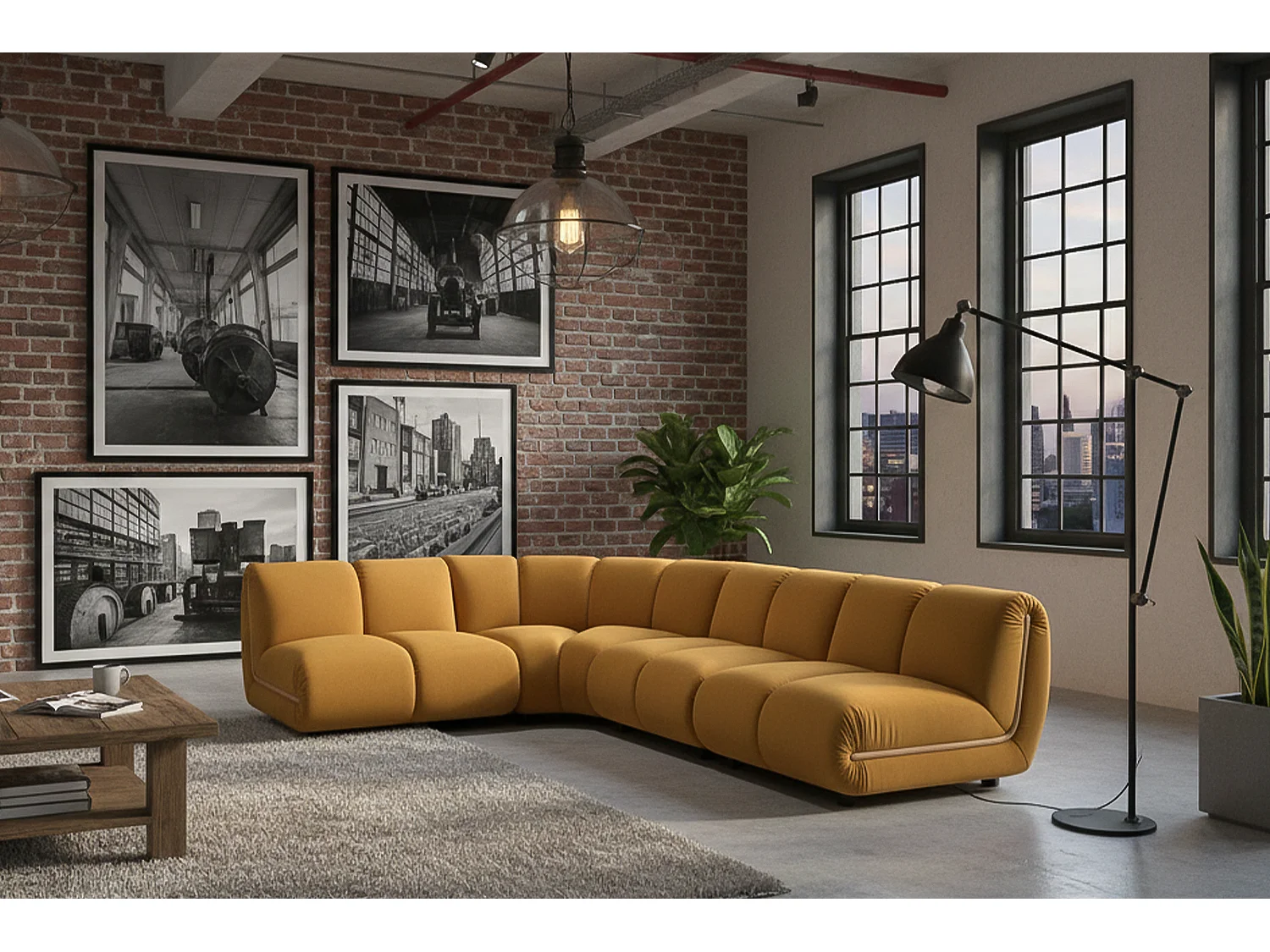Sofá modular - amarillo terciopelo - LAYLA