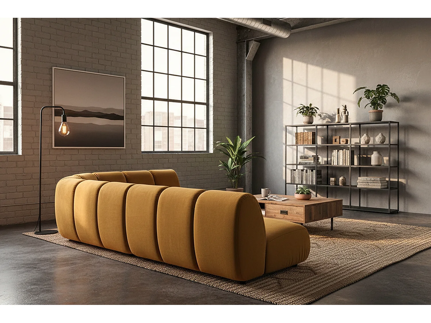 Sofá modular - amarillo terciopelo - LAYLA