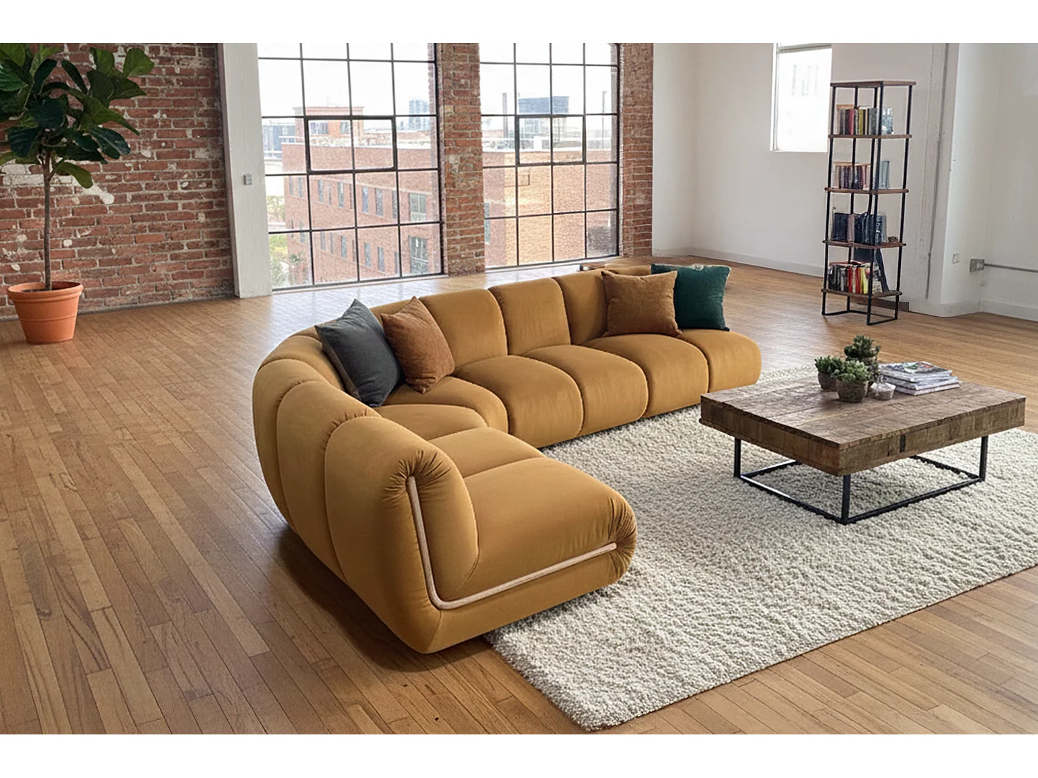 Sofá modular - amarillo terciopelo - LAYLA