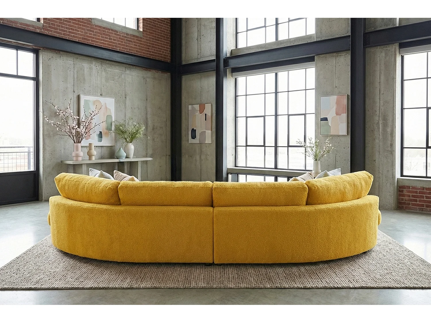 Grote bank - Geel Plat geweven stof - PADANA