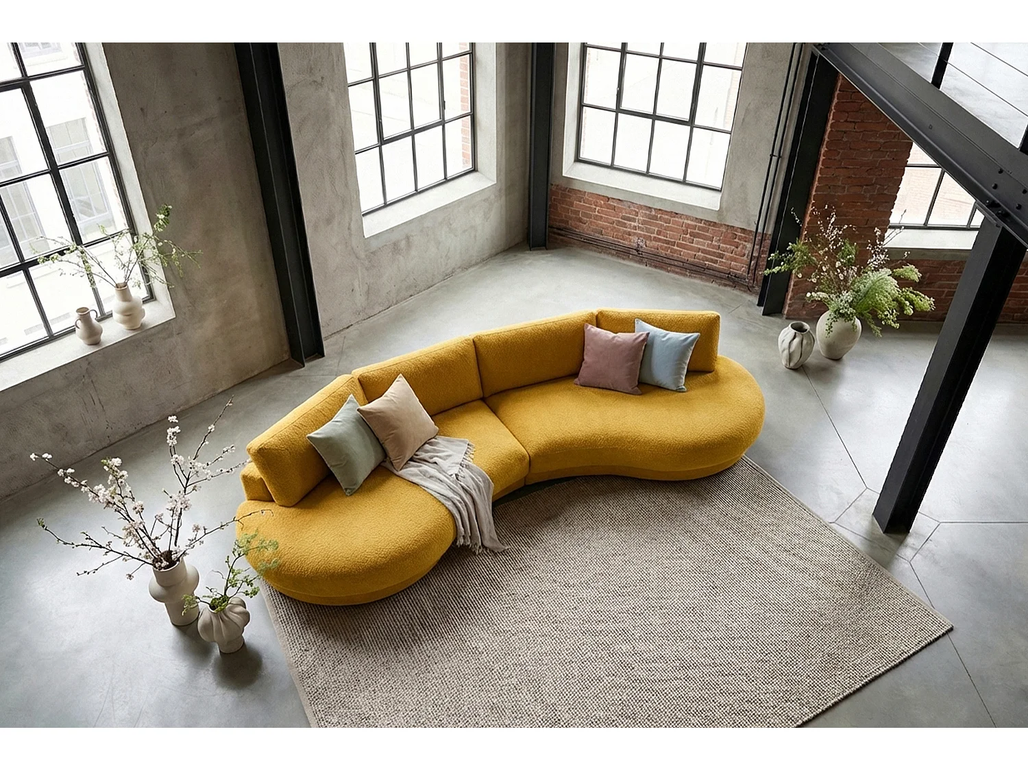 Grote bank - Geel Plat geweven stof - PADANA