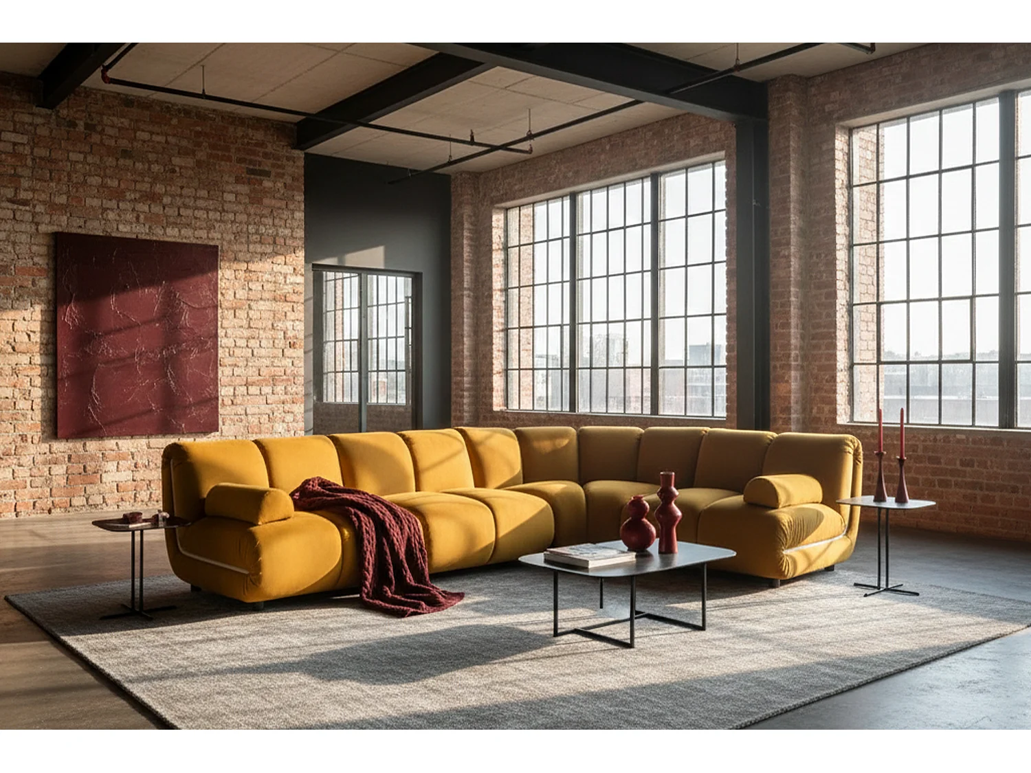 Sofá modular - amarillo terciopelo - LAYLA