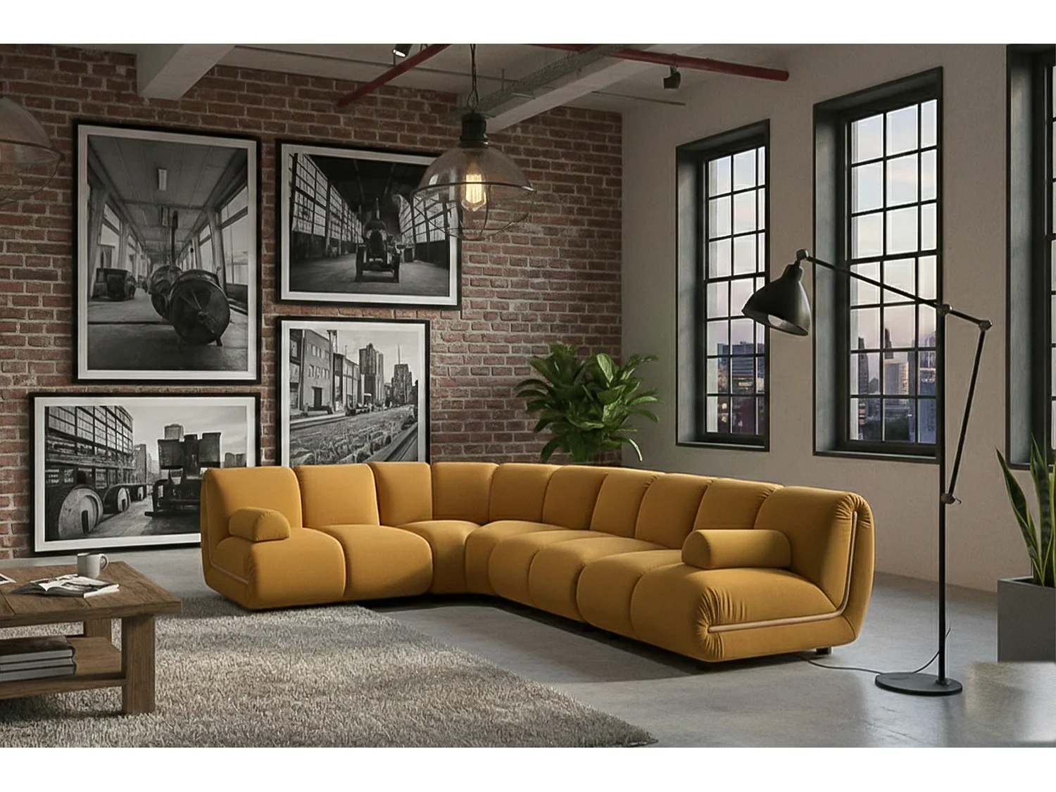 Sofá modular - amarillo terciopelo - LAYLA