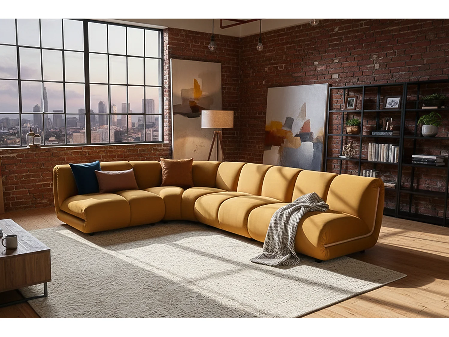Sofá modular - amarillo terciopelo - LAYLA