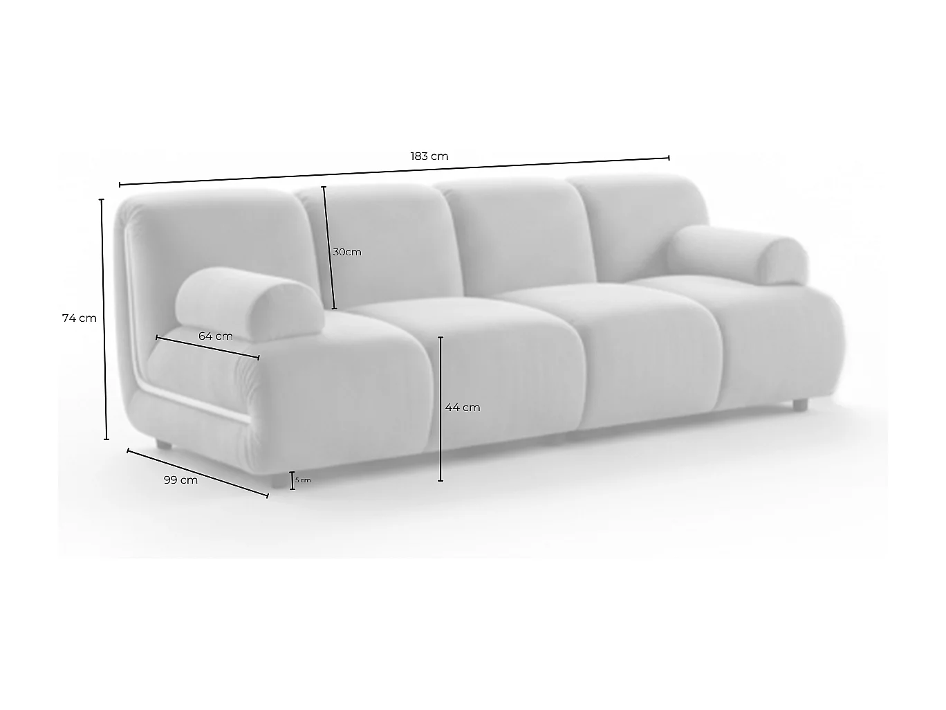 Sofá modular - amarillo terciopelo - LAYLA