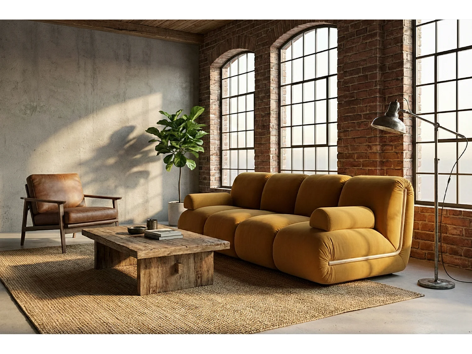 Sofá modular - amarillo terciopelo - LAYLA