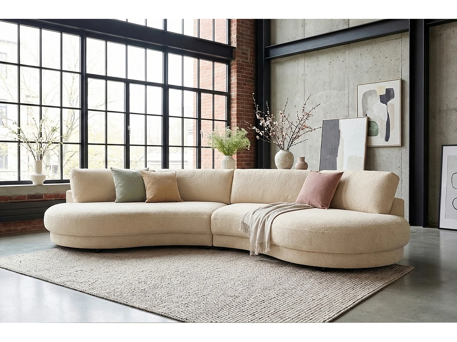 Grote bank - Beige Plat geweven stof - PADANA