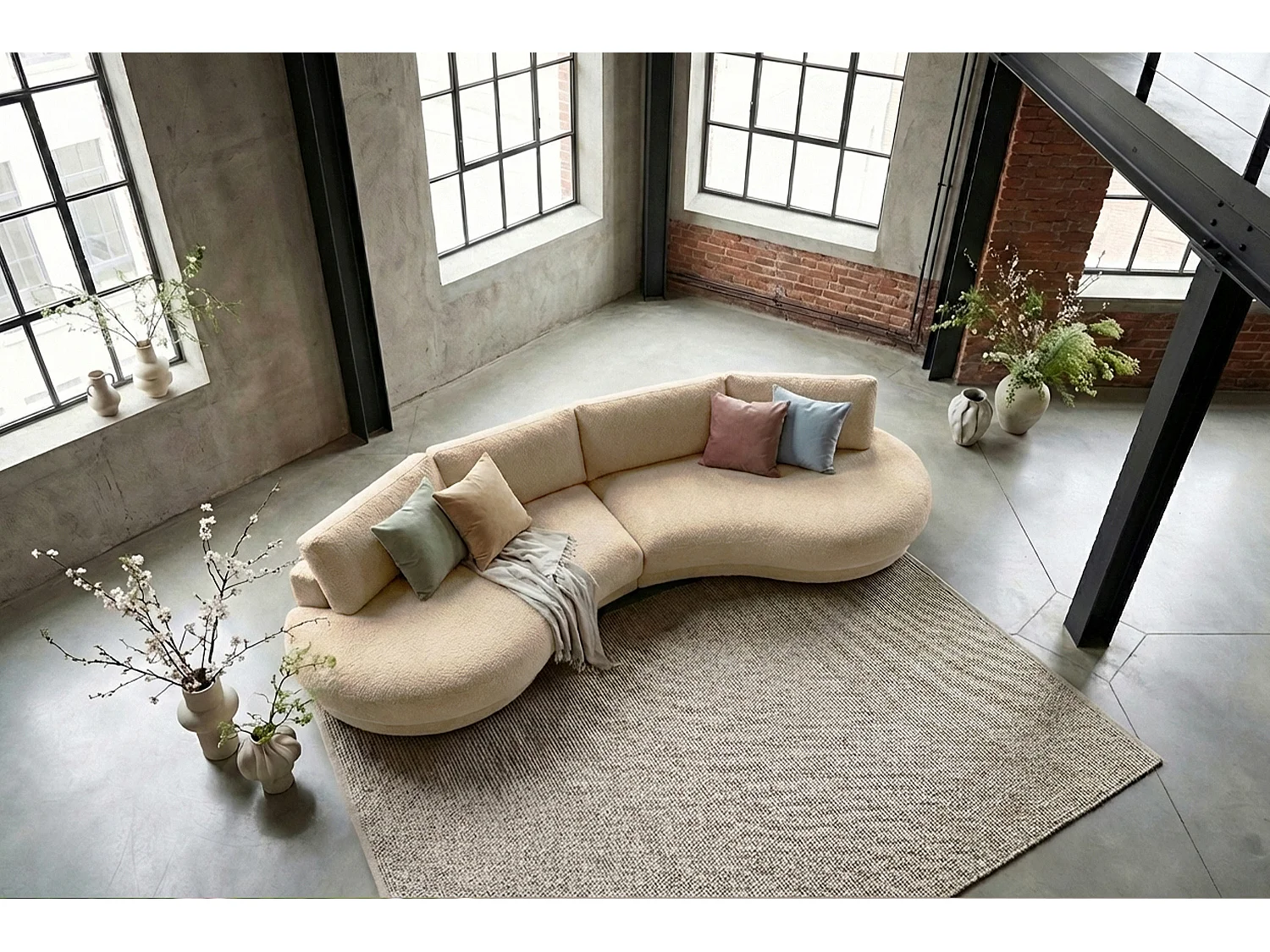 Grote bank - Beige Plat geweven stof - PADANA