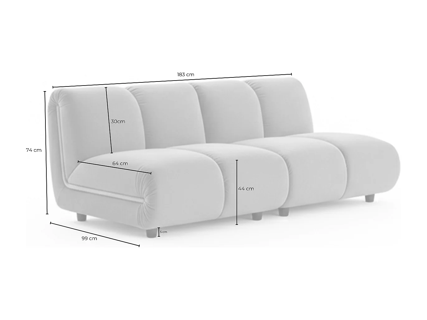 Sofá modular - amarillo terciopelo - LAYLA