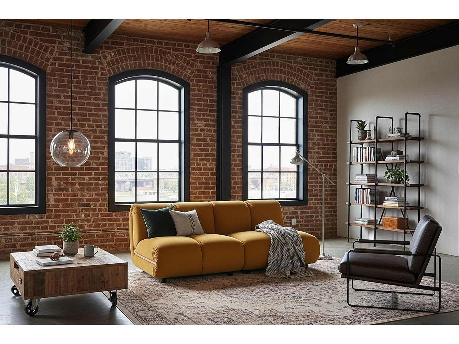 Sofá modular - amarillo terciopelo - LAYLA