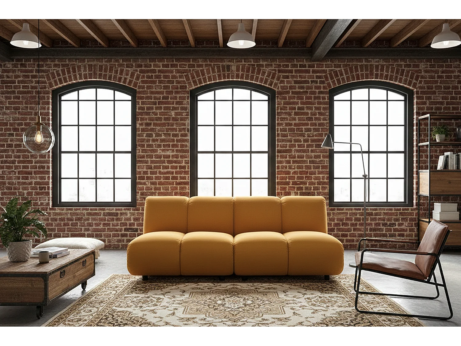 Sofá modular - amarillo terciopelo - LAYLA